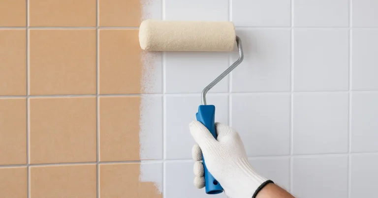 Professional bathroom tile painting before and after