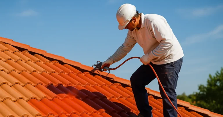 How to paint a roof using spray equipment